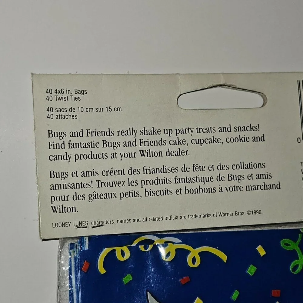 VTG NOS Looney Tunes Party Favor Treat Bags Ties (40 pk) Wilton Bugs Taz Daffy